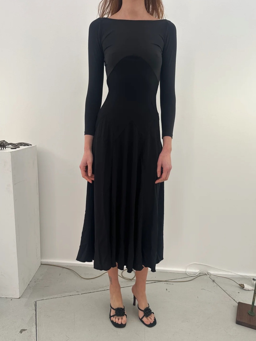 Emily Dawn Long Dammit Janet Bracelet Sleeve Dress in Black